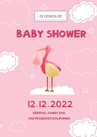 淋浴房详情页海报模板_可爱婴儿淋浴邀请模板