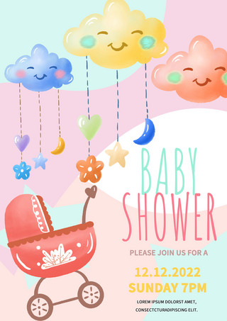 婴儿淋浴宝贝秀邀请模板