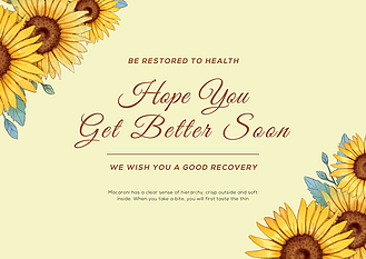 时尚卡通花卉祝福早日康复贺卡
