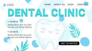 卡通蓝色牙齿保护健康护理宣传落地页