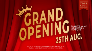 舞台开业海报模板_红色金色舞台皇冠华丽风格开业庆典横幅