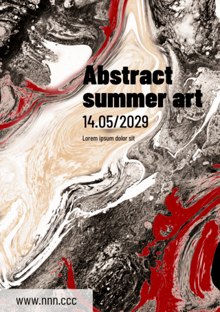 抽象液体海报模板_红色艺术抽象亚克力颜料传单