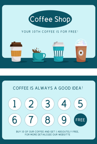 积分优惠海报模板_卡通风格的咖啡厅积分卡