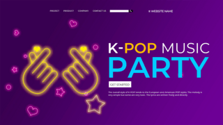 朝鲜海报模板_紫色创意霓虹流行音乐登录页模板