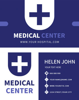 医疗名片海报模板_紫色高端简约医疗名片