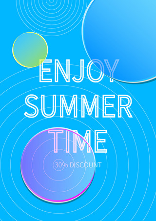 清凉夏季蓝色圆形玻璃海报