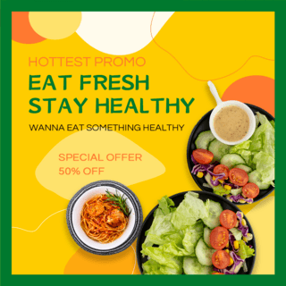 自媒体易拉宝海报模板_美味健康食品蔬菜沙拉插图