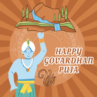 social海报模板_govardhan puja contracted creative social media post