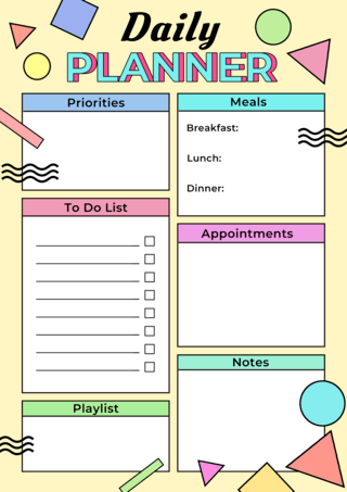彩色几何装饰每日计划表单