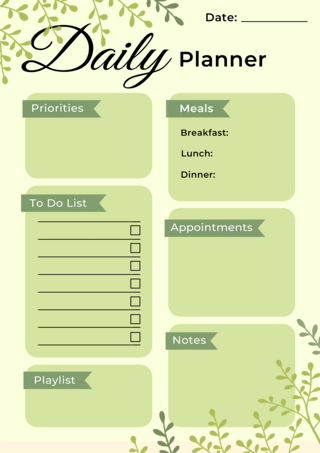 自然风格绿色植物装饰每日计划表