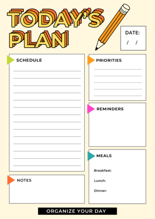 计划追踪海报模板_黄色铅笔学习工作每日计划表格