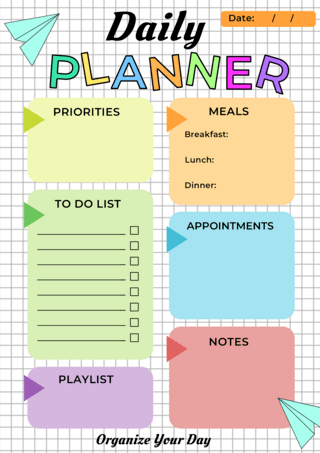 彩色活泼风格每日计划表格