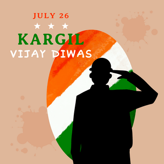 kargil vijay diwas cartoon military salute silhouette social media post