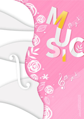 响亮的歌声海报模板_粉色剪纸风格音乐会海报