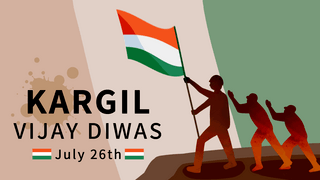 kargil vijay diwas cartoon flag and silhouette simplicity banner