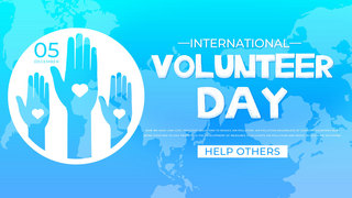 志愿者手势海报模板_blue gradient international volunteer day template