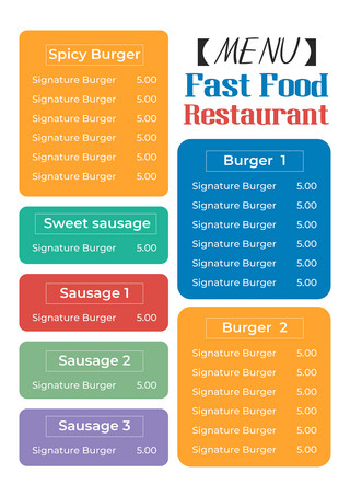 矢量图表数据海报模板_快餐菜单彩色海报