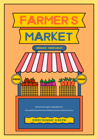 萝卜黄色海报模板_美丽橙色农场超市海报