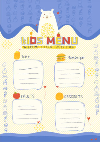 儿童菜单可爱海报模板_可爱风格儿童菜单