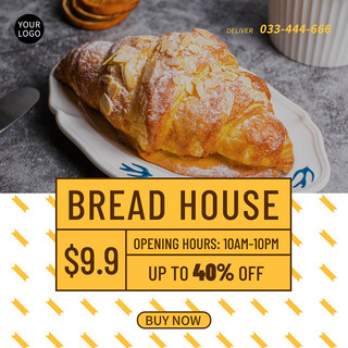面包白色海报模板_创意线条面包销售 Instagram 帖子