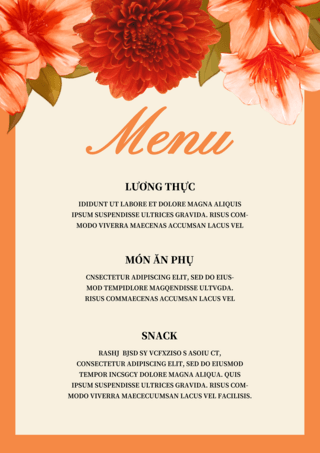 现代简约框架花卉越南婚礼菜单