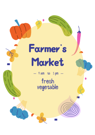 手绘彩色图插画海报模板_农场超市蔬菜水果彩色海报