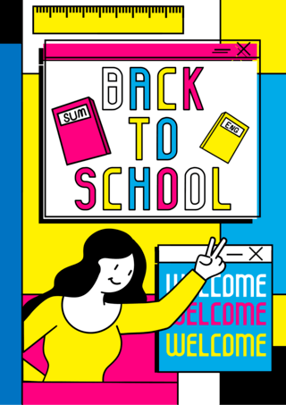 学生社会实践海报模板_返回学校开学几何扁平海报
