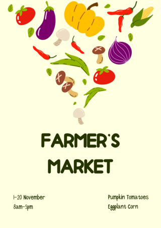纯绿色背景海报模板_农场超市蔬菜水果海报