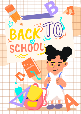 返回学校学校卡通彩色海报