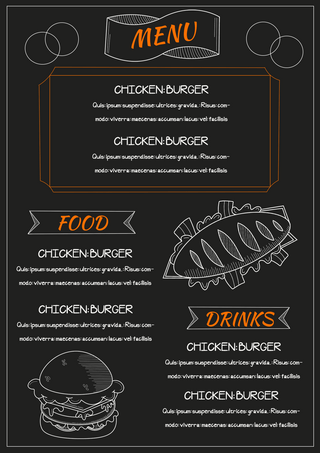 最佳饮料热菜海报模板_黑色背景快餐餐厅菜单