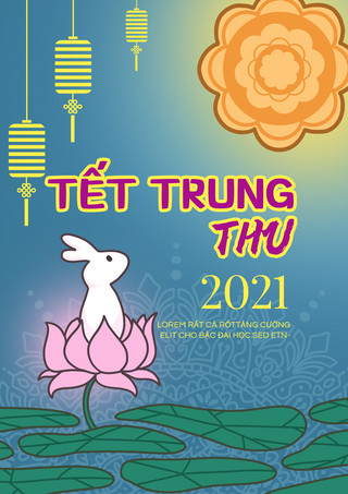 vietnam mid-autumn festival with lantern promotional template