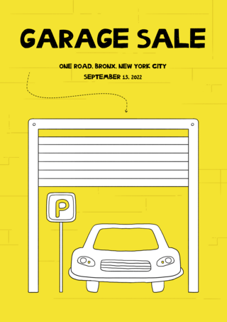 卡通手绘黄色背景海报模板_卡通停车位出售海报