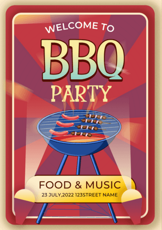 夏季周末户外海报模板_夏季烧烤周末野餐活动海报