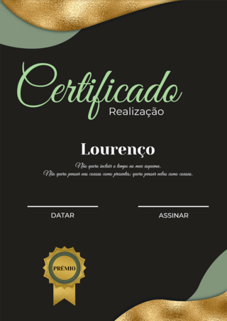 金色证书框海报模板_现代竖版时尚证书葡萄牙语绿色