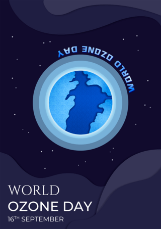世界世界矢量海报模板_世界臭氧日海军蓝海报