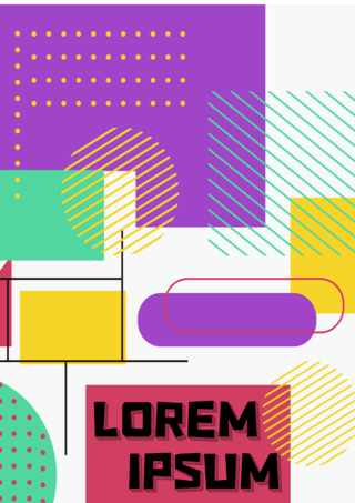 圆框紫色海报模板_孟菲斯几何抽象封面海报