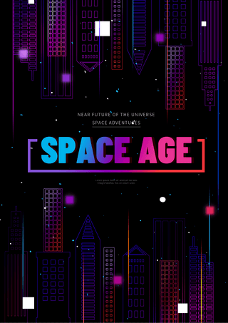 未来太空海报模板_新空间建筑线条抽象未来传单