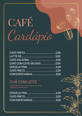 咖啡馆菜单海报模板_咖啡菜单简约线条深色模板