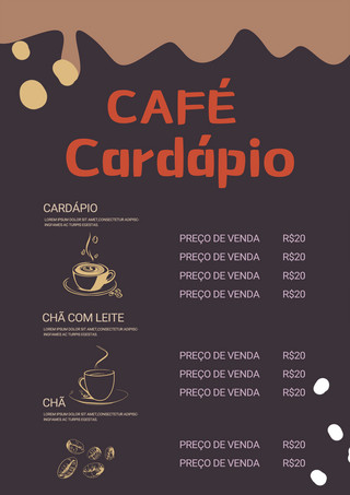 矢量咖啡厅海报模板_咖啡菜单简约线条咖啡厅模板