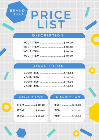 抽象日常通用几何蓝色价目表
