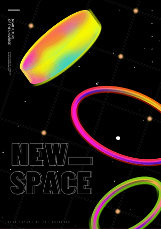 太空背景插画海报模板_几何圆环抽象太空传单