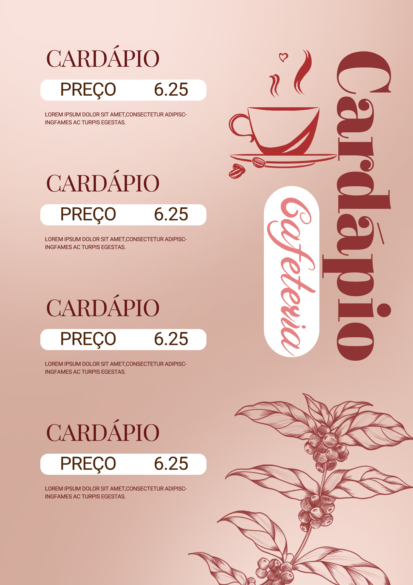 咖啡菜单简约线条咖啡厅模板图片