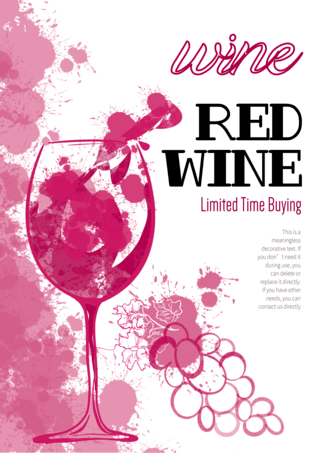 酒杯葡萄酒海报模板_红酒酒杯抽象海报