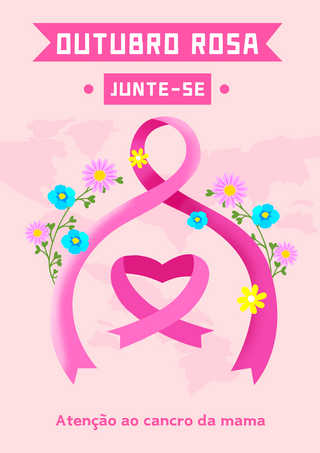 背景丝带元素海报模板_巴西粉红十月运动创意浅粉色海报