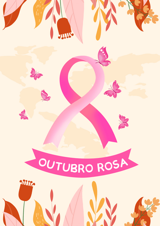 发带丝带海报模板_巴西粉红十月运动创意米黄色带海报
