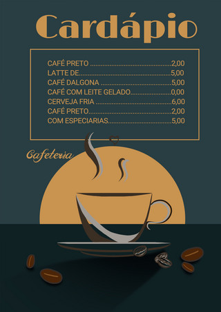 咖啡杯图标矢量海报模板_咖啡菜单简约线条模板