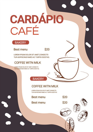 线图标海报模板_咖啡菜单简约线条宣传模板