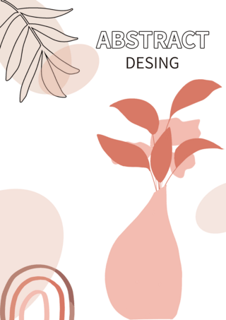 花瓶花卉抽象几何粉色海报