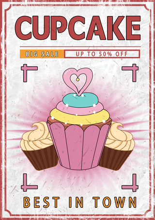 蛋糕浅粉色复古海报