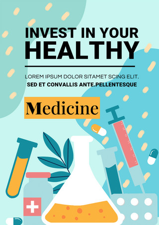 医疗图标海报模板_健康主题药物海报